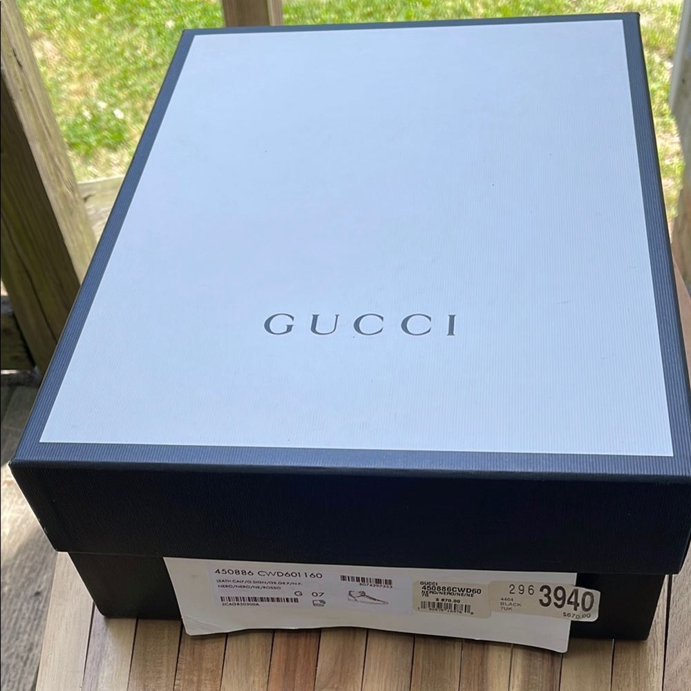 Gucci Black and Red Leather Sneakers 7G - Picture 12 of 13